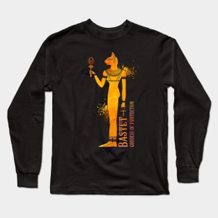 Egyptian goddess Bastet colored drawing Long Sleeve T-Shirt